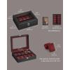 imageSONGMICS Watch Box 12Slot Watch Case with Large Glass Lid Removable Watch Pillows Watch Box Organizer Gift for Loved Ones Black Synthetic Leather Gray Lining UJWB12BKBlack  Wine Red