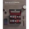 imageSONGMICS Watch Box 12Slot Watch Case with Large Glass Lid Removable Watch Pillows Watch Box Organizer Gift for Loved Ones Black Synthetic Leather Gray Lining UJWB12BKBlack  Wine Red