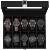 imageSONGMICS Watch Box 12Slot Watch Case with Large Glass Lid Removable Watch Pillows Watch Box Organizer Gift for Loved Ones Black Synthetic Leather Gray Lining UJWB12BKBlack  Black