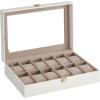 imageSONGMICS Watch Box 12Slot Watch Case with Large Glass Lid Removable Watch Pillows Watch Box Organizer Gift for Loved Ones Black Synthetic Leather Gray Lining UJWB12BKCloud White  Cappuccino Beige