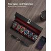 imageSONGMICS Watch Box 12Slot Watch Case with Large Glass Lid Removable Watch Pillows Watch Box Organizer Gift for Loved Ones Black Synthetic Leather Gray Lining UJWB12BKBlack  Wine Red
