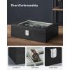 imageSONGMICS Watch Box 12Slot Watch Case with Large Glass Lid Removable Watch Pillows Watch Box Organizer Gift for Loved Ones Black Synthetic Leather Gray Lining UJWB12BKBlack  Gray