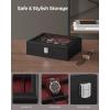 imageSONGMICS Watch Box 12Slot Watch Case with Large Glass Lid Removable Watch Pillows Watch Box Organizer Gift for Loved Ones Black Synthetic Leather Gray Lining UJWB12BKBlack  Wine Red