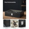 imageSONGMICS Watch Box 12Slot Watch Case with Large Glass Lid Removable Watch Pillows Watch Box Organizer Gift for Loved Ones Black Synthetic Leather Gray Lining UJWB12BKBlack  Greenish Beige