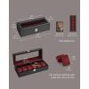 imageSONGMICS Watch Box 12Slot Watch Case with Large Glass Lid Removable Watch Pillows Watch Box Organizer Gift for Loved Ones Black Synthetic Leather Gray Lining UJWB12BKBlack  Wine Red