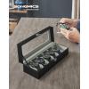 imageSONGMICS Watch Box 12Slot Watch Case with Large Glass Lid Removable Watch Pillows Watch Box Organizer Gift for Loved Ones Black Synthetic Leather Gray Lining UJWB12BKBlack  Gray