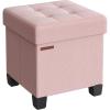 imageSONGMICS 15 Inches Cube Storage Ottoman Bedroom Bench with Storage Foot Stool with Feet Holds Up to 660 lb Dark Gray ULSF14GYZJelly Pink