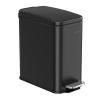 imageSONGMICS Bathroom Trash Can 13 Gallon 5 L Small Trash Bin with Lid Slim for Small Spaces Stainless Steel Garbage Can Soft Close White ULTB560W05Black
