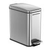 imageSONGMICS Bathroom Trash Can 13 Gallon 5 L Small Trash Bin with Lid Slim for Small Spaces Stainless Steel Garbage Can Soft Close White ULTB560W05Silver