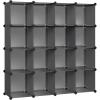 imageSONGMICS Cube Storage Organizer Set of 16 Plastic Cubes Book Shelf Closet Organizers and Storage Room Organization Bedroom Living Room 122 x 484 x 484 Inches White ULPC44LGrey