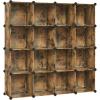 imageSONGMICS Cube Storage Organizer Set of 16 Plastic Cubes Book Shelf Closet Organizers and Storage Room Organization Bedroom Living Room 122 x 484 x 484 Inches White ULPC44LRustic Brown