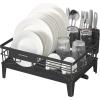 imageSONGMICS Dish Drying Rack Kitchen Dish Rack with Drainboard 360 Rotatable and Extendable Spout with Cutlery Holder 122 x 165 x 73 Inches Dove Gray UKCS550G01Ink Black