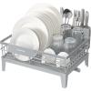 imageSONGMICS Dish Drying Rack Kitchen Dish Rack with Drainboard 360 Rotatable and Extendable Spout with Cutlery Holder 122 x 165 x 73 Inches Dove Gray UKCS550G01Dove Gray