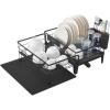 imageSONGMICS Dish Drying Rack Kitchen Dish Rack with Drainboard 360 Rotatable and Extendable Spout with Cutlery Holder 12222 x 165 x 79 Inches Ink Black UKCS552B01Ink Black