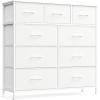 imageSONGMICS Dresser for Bedroom Chest of Drawers Steel MDF 9 NonWoven Fabric Drawers Storage Organizer Unit Closet Entryway Cloud White and Snow White LGS324W01S