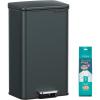 imageSONGMICS Kitchen Trash Can 105 Gallon 40 L Garbage Can Large Step Trash Bin with Lid Stainless Steel Soft Close 15 Trash Bags Included Silver ULTB540E40Charcoal Gray