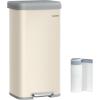 imageSONGMICS Kitchen Trash Can 18Gallon Stainless Steel Garbage Can with StayOpen Lid and Stepon Pedal Soft Closure Tall Large and SpaceSaving Silver and Black ULTB520E68Sand Beige  Dove Gray