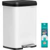 imageSONGMICS Kitchen Trash Can 18Gallon Stainless Steel Garbage Can with StayOpen Lid and Stepon Pedal Soft Closure Tall Large and SpaceSaving Silver and Black ULTB520E68White  Black