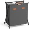 imageSONGMICS Laundry Hamper Laundry Basket 357 Gal Laundry Sorter 3 Sections Collapsible XFrame Clothes Organizer with Customizable Labels Laundry Room Bedroom Bathroom Ink Black ULCB130B01Slate Gray