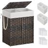 imageSONGMICS Laundry Hamper with Lid 110L Clothes Hamper with 2 Removable Liner Bags 6 Mesh Bags Wicker Laundry Basket Double Laundry Hamper for Bathroom 13 x 224 x 236 Inches Natural ULCB52NLBrown