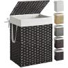 imageSONGMICS Laundry Hamper with Lid 238 Gallon 90 L Synthetic Rattan Clothes Laundry Basket with Lid and Handles Foldable Removable Liner Goose Yellow ULCB51NLBlack