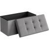 imageSONGMICS MAZIE Collection  43 Inches Folding Storage Ottoman Bench Ottoman Foot Rest End of Bed Bench Storage Chest Load 660 lb for Living Room Bedroom Entryway Dark Gray ULSF77KLight Gray