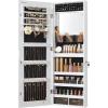 imageSONGMICS Mirror Jewelry Cabinet Armoire Organizer Wall or Door Mount Storage Cabinet with FullLength Frameless Lighted Mirror Builtin Makeup Mirror 2 Drawers Lockable White UJJC013W01White