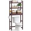 imageSONGMICS Over The Toilet Storage 3Tier Over Toilet Bathroom Organizer with Adjustable Shelf 102 x 248 x 669 Inches SpaceSaving Cloud White UBTS01WTBrown