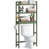imageSONGMICS Over The Toilet Storage 3Tier Over Toilet Bathroom Organizer with Adjustable Shelf 102 x 248 x 669 Inches SpaceSaving Cloud White UBTS01WTForest Green