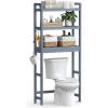imageSONGMICS Over The Toilet Storage 3Tier Over Toilet Bathroom Organizer with Adjustable Shelf 102 x 248 x 669 Inches SpaceSaving Cloud White UBTS01WTGrey