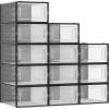 imageSONGMICS Shoe Boxes Pack of 12 Shoe Storage Organizers Stackable Clear Plastic Boxes for Closet Sneakers 131 x 91 x 56 Inches Transparent and White ULSP12SWTTransparent  Black