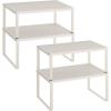 imageSONGMICS Spice Racks Set of 2 Metal Cabinet Shelf Organizers Countertop Organizers Shelf Risers Stackable Expandable Silver UKCS01SVOatmeal Beige