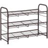 imageSONGMICS Stackable Shoe Rack 4 Tier Metal Shoes Rack Storage Shelf Holds up to 20 Pairs Shoes Adjustable Slanted Shelves Tower Organizer for Closet Entryway Small Spaces BronzeBronze