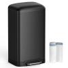 imageSONGMICS Trash Can 8 Gallon 30L Trash Bin with Lid and Inner Bucket Stainless Steel Garbage Can Soft Close Black ULTB01B30