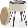 imageSONGMICS Vanity Stool Chair Small Ottoman Stool with Storage Vanity Chair 154 Dia x 174 Inches 4 Metal Legs for Makeup Room for Living Room Bedroom Cream White ULOM002W01Cream White