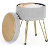 imageSONGMICS Vanity Stool Chair Small Ottoman Stool with Storage Vanity Chair 154 Dia x 174 Inches 4 Metal Legs for Makeup Room for Living Room Bedroom Cream White ULOM002W01Dove Gray