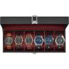 imageSONGMICS Watch Box 12Slot Watch Case with Large Glass Lid Removable Watch Pillows Watch Box Organizer Gift for Loved Ones Black Synthetic Leather Gray Lining UJWB12BKBlack  Wine Red
