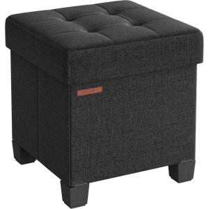 imageSONGMICS 15 Inches Cube Storage Ottoman Bedroom Bench with Storage Foot Stool with Feet Holds Up to 660 lb Dark Gray ULSF14GYZBlack