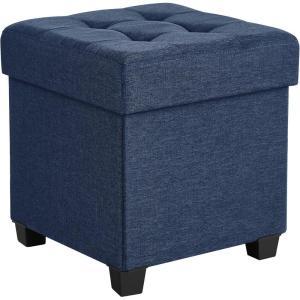 imageSONGMICS 15 Inches Cube Storage Ottoman Bedroom Bench with Storage Foot Stool with Feet Holds Up to 660 lb Dark Gray ULSF14GYZDark Blue