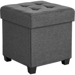 imageSONGMICS 15 Inches Cube Storage Ottoman Bedroom Bench with Storage Foot Stool with Feet Holds Up to 660 lb Dark Gray ULSF14GYZDark Gray