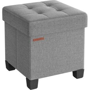 imageSONGMICS 15 Inches Cube Storage Ottoman Bedroom Bench with Storage Foot Stool with Feet Holds Up to 660 lb Dark Gray ULSF14GYZDove Gray