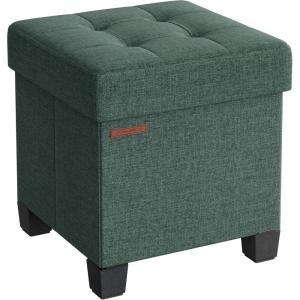 imageSONGMICS 15 Inches Cube Storage Ottoman Bedroom Bench with Storage Foot Stool with Feet Holds Up to 660 lb Dark Gray ULSF14GYZRetro Green