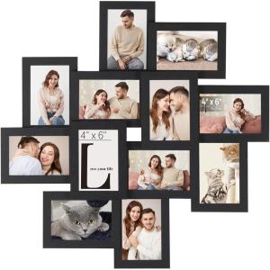 imageSONGMICS 4x6 Collage Picture Frames 12Pack Photo Collage Frame for Wall Decor Glass Front Assembly Required Rustic Brown URPF022X01Black