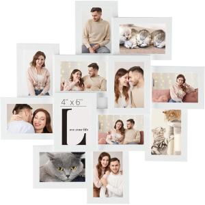 imageSONGMICS 4x6 Collage Picture Frames 12Pack Photo Collage Frame for Wall Decor Glass Front Assembly Required Rustic Brown URPF022X01Cloud White