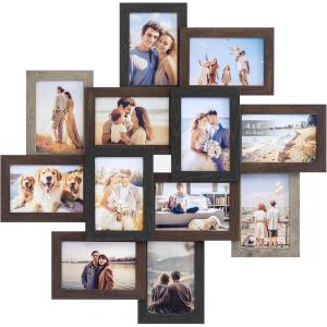 imageSONGMICS 4x6 Collage Picture Frames 12Pack Photo Collage Frame for Wall Decor Glass Front Assembly Required Rustic Brown URPF022X01Maroon Brown  Heather Greige  Ash Black