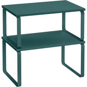 imageSONGMICS Cabinet Organizer Shelf Set of 2 Kitchen Counter Shelves Kitchen Storage Spice Rack Stackable Expandable Metal and Engineered Wood Ink Black and Natural Beige UKCS02NBMarrs Green