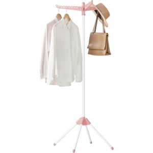 imageSONGMICS Clothes Drying Rack 59Inch Folding Laundry Drying Rack with 3 Rotatable Arms for Hangers 4 Legs Stainless Steel for 27 Pieces of Clothes White and Silver ULLR510W01Pink  White