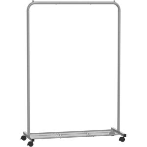 imageSONGMICS Clothes Rack with Wheels Clothing Rack for Hanging Clothes 254 mm Metal Garment Rack with Dense Mesh Storage Shelf 110 lb Load Capacity 2 Brakes Black UHSR25BKGray