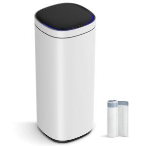 imageSONGMICS Kitchen Trash Can 13Gallon 50 L Motion Sensor Garbage Can Stainless Steel Trash Bin Ozone Odor Control StayOpen Cloud White ULTB620W50Cloud White