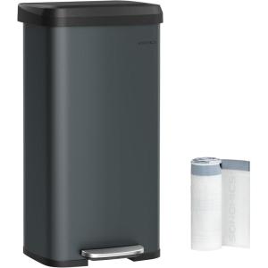imageSONGMICS Kitchen Trash Can 18Gallon Stainless Steel Garbage Can with StayOpen Lid and Stepon Pedal Soft Closure Tall Large and SpaceSaving Silver and Black ULTB520E68Charcoal Gray  Black